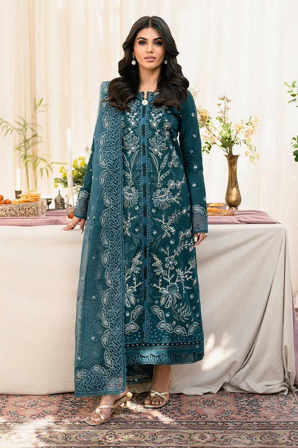 Lamhay By Zarif Unstitched 3 Piece Luxury Eid Lawn Collection-04-Warina - Teal