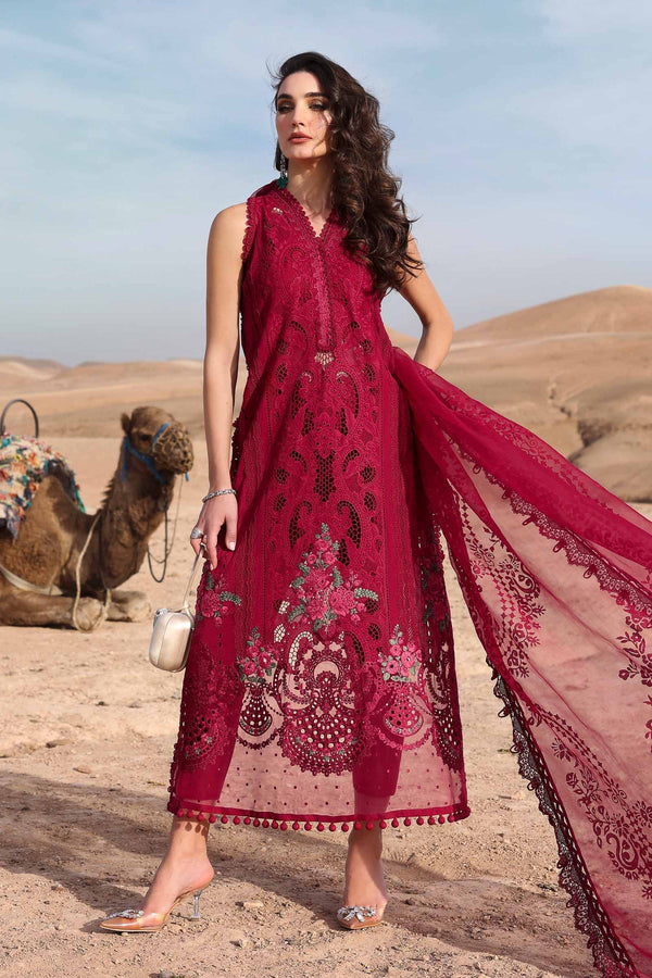 Voyage A'Luxe By Maria B Unstitched 3 Piece Lawn Collection'2025-ML-2504-A -  Maroon