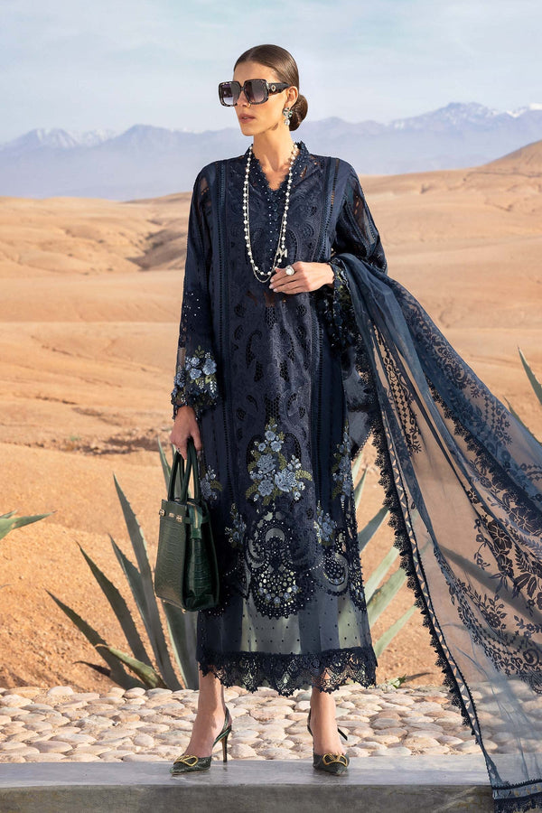 Voyage A'Luxe By Maria B Unstitched 3 Piece Lawn Collection'2025-ML-2504-B -  Navy Blue