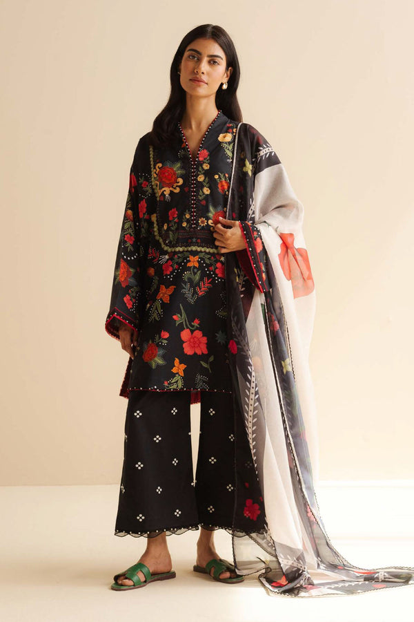 CoCo Prints By Zara Shah Jahan Unstitched 3 Piece Lawn Drop Two Collection'2025-05-A-Nyra - Black
