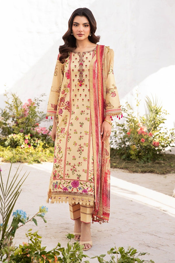M.Basics By Maria B Unstitched 3 Piece Lawn Vol-01 Collection-05-A -  Cream