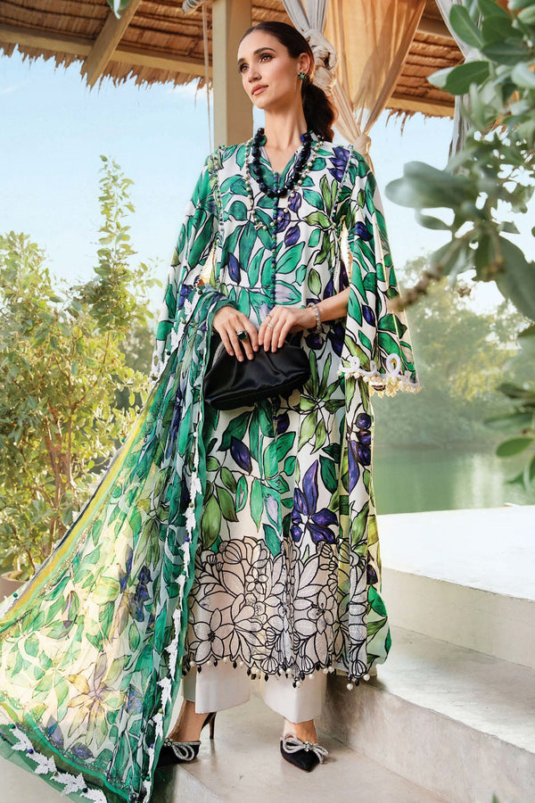M.Prints By Maria B Unstitched 3 Piece Spring Summer Collection'2025-05-A - Dark Green
