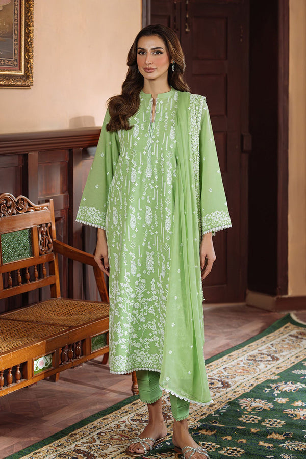 Festive Edit By Sahar Unstitched 3 Piece Chikankari Lawn Collection-05-Celadon Dream - Pista