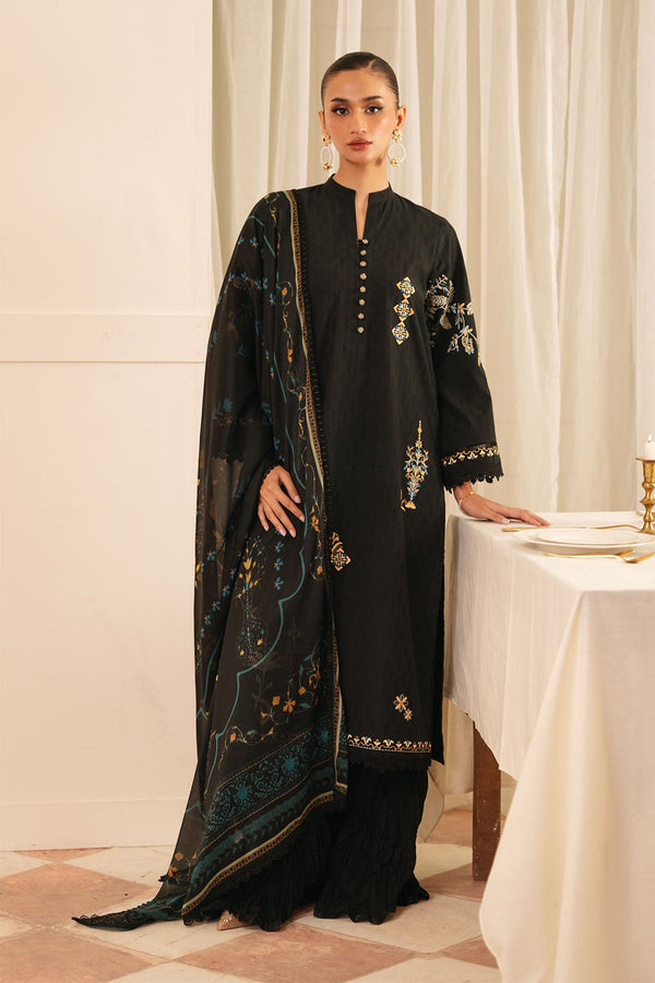 Festive Edit By Sahar Unstitched 3 Piece Jacquard Collection-05-Raven Muse - Black