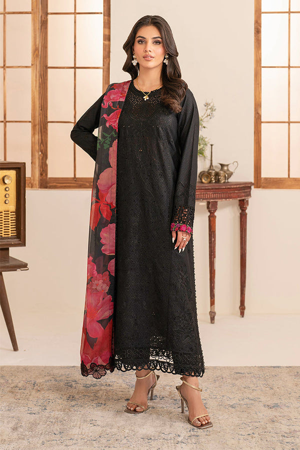 Lamhay By Zarif Unstitched 3 Piece Luxury Eid Lawn Collection-05-Zoyah - Black