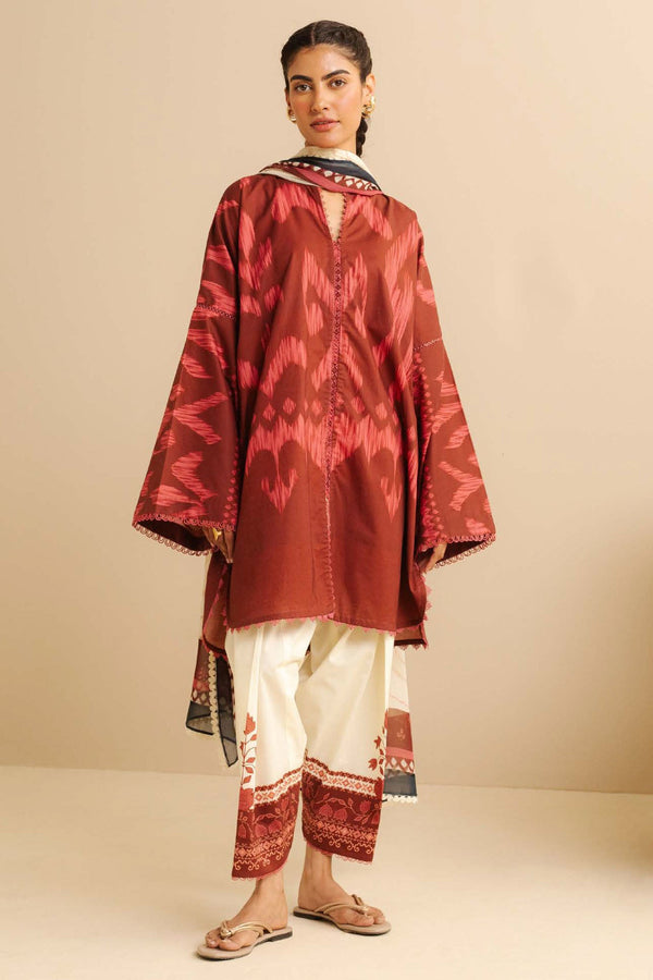CoCo Prints By Zara Shah Jahan Unstitched 3 Piece Lawn Drop Two Collection'2025-06-A-Sila - Rust