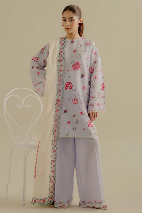 COCO By Zara Shah Jahan Unstitched 3 Piece Lawn Drop 2 Collection'2025-06-B-Zufra - Lilac