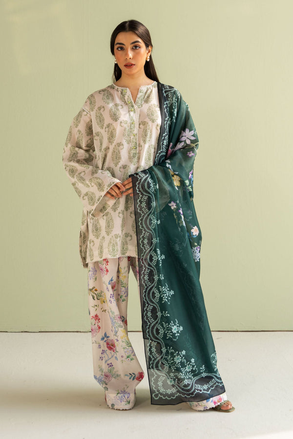 Coco Prints by Zara Shah Jahan Unstitched 3 Piece Lawn Collection-06-B-Paisley - White