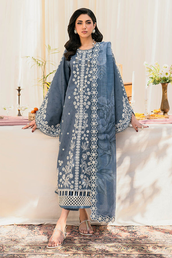 Lamhay By Zarif Unstitched 3 Piece Luxury Eid Lawn Collection-06-Safah - Grey