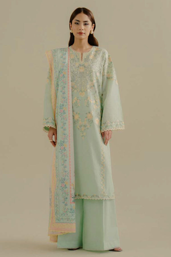COCO By Zara Shah Jahan Unstitched 3 Piece Lawn Drop 2 Collection'2025-07-A-Velin - Mint