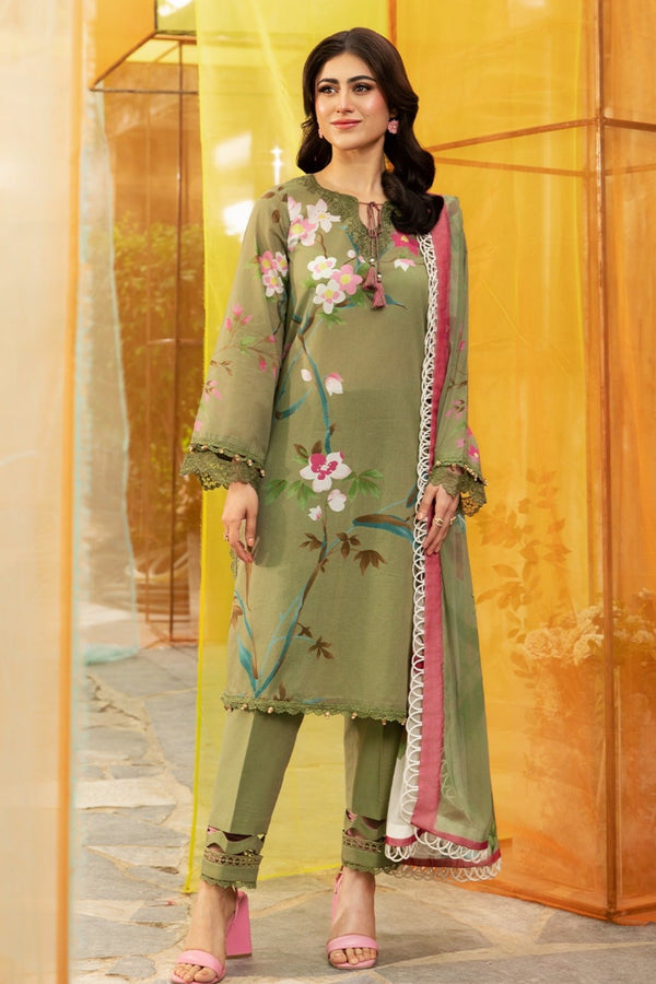 M.Basics By Maria B Unstitched 3 Piece Lawn Vol-01 Collection-07-A -  Mehndi