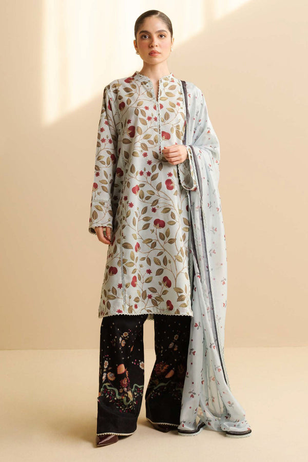 CoCo Prints By Zara Shah Jahan Unstitched 3 Piece Lawn Drop Two Collection'2025-07-B-Rey - Off White