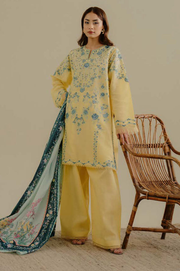 COCO By Zara Shah Jahan Unstitched 3 Piece Lawn Drop 2 Collection'2025-07-B-Velin - Yellow
