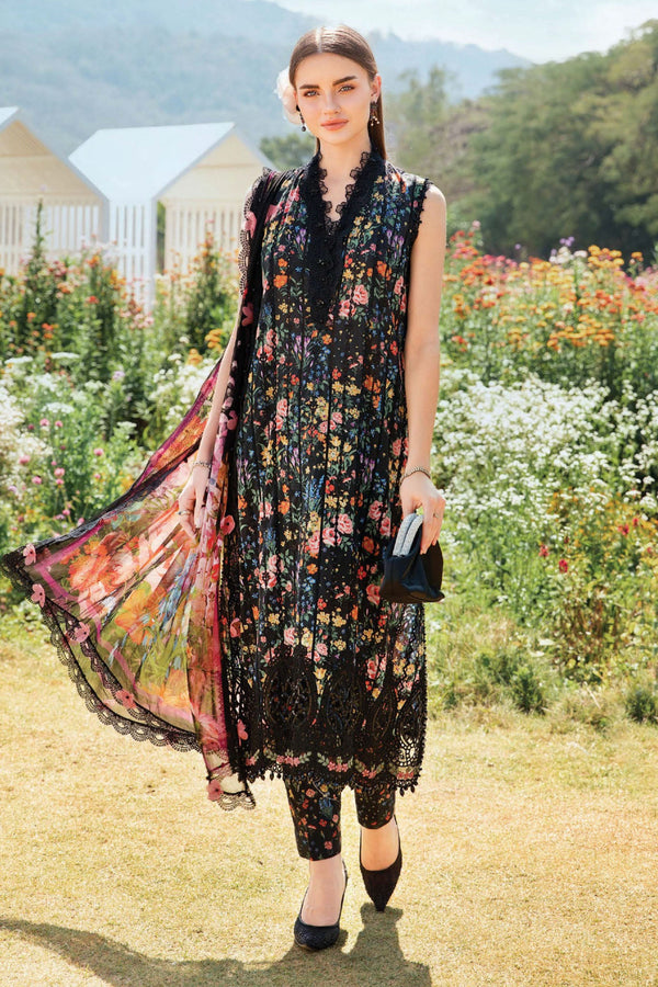 M.Prints By Maria B Unstitched 3 Piece Spring Summer Collection'2025-07-B - Black