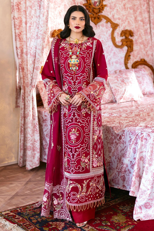 Sophie By Mahnur Unstitched 3 Piece Luxury Lawn Collection'2025-07-Ginny - Red