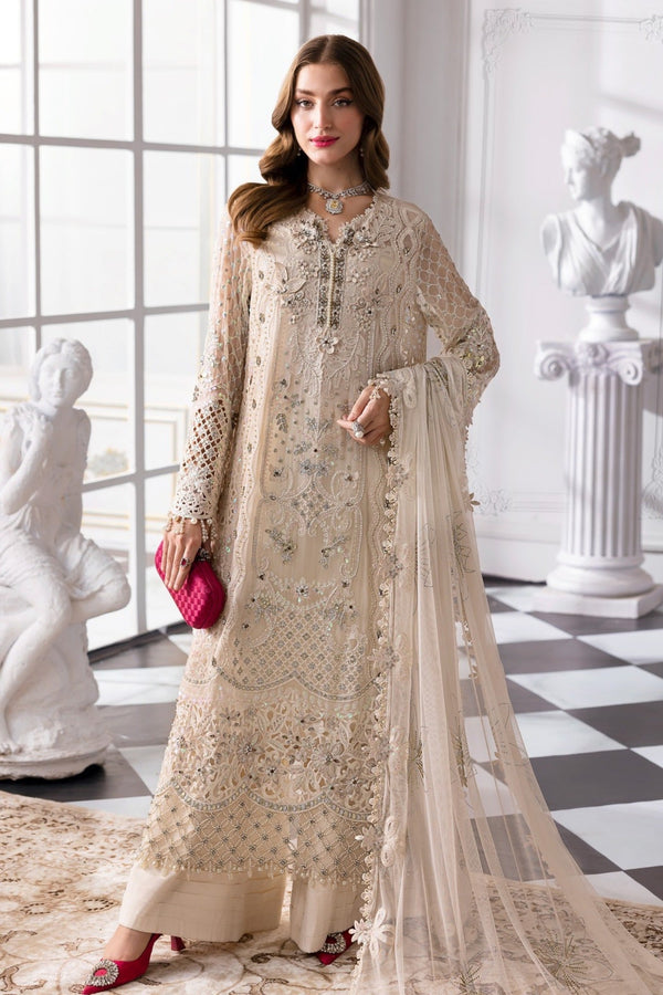 Mbroidered By Maria B Unstitched 3 Piece Wedding Collection'2025-BD-3007 - Off White