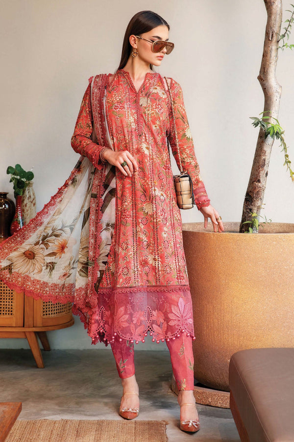 M.Prints By Maria B Unstitched 3 Piece Spring Summer Collection'2025-08-A - Rust