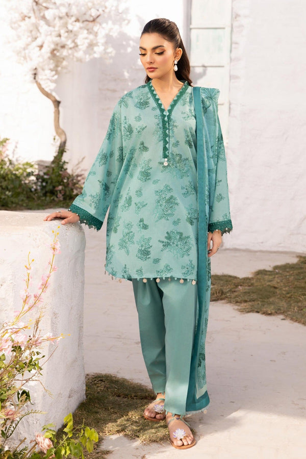 M.Basics By Maria B Unstitched 3 Piece Lawn Vol-01 Collection-08-B -  Sea Green