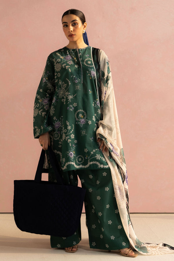 Coco Prints by Zara Shah Jahan Unstitched 3 Piece Lawn Collection-08-B-Nora - Green