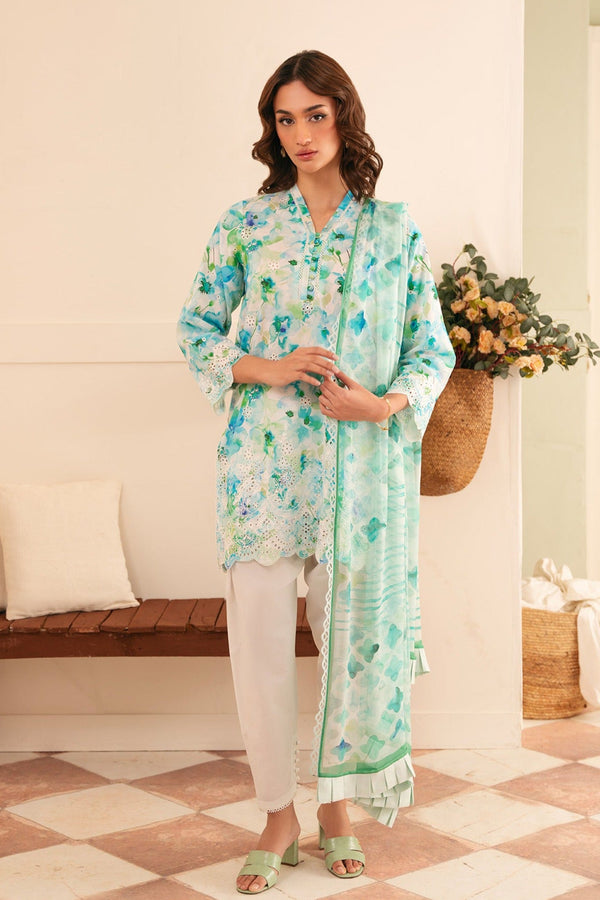 Festive Edit By Sahar Unstitched 3 Piece Emb Lawn Collection-08-Bluebell Breeze - Aqua