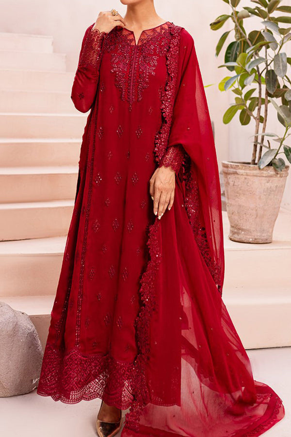 Ensembles By Azure Unstitched 3 Piece Festive Formals Eid Edit Collection'2024-08-Crimson Glow