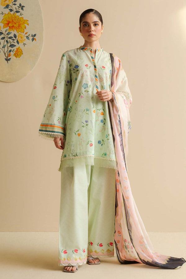 CoCo Prints By Zara Shah Jahan Unstitched 3 Piece Lawn Drop Two Collection'2025-09-A-Kaia - Pista
