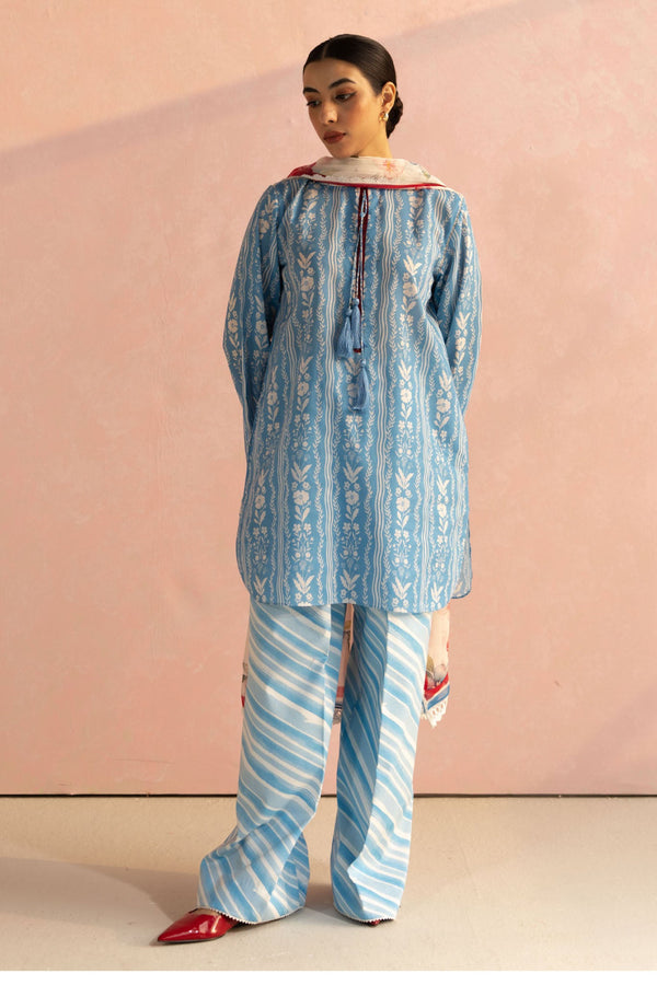 Coco Prints by Zara Shah Jahan Unstitched 3 Piece Lawn Collection-09-B-Ruby - Sky Blue