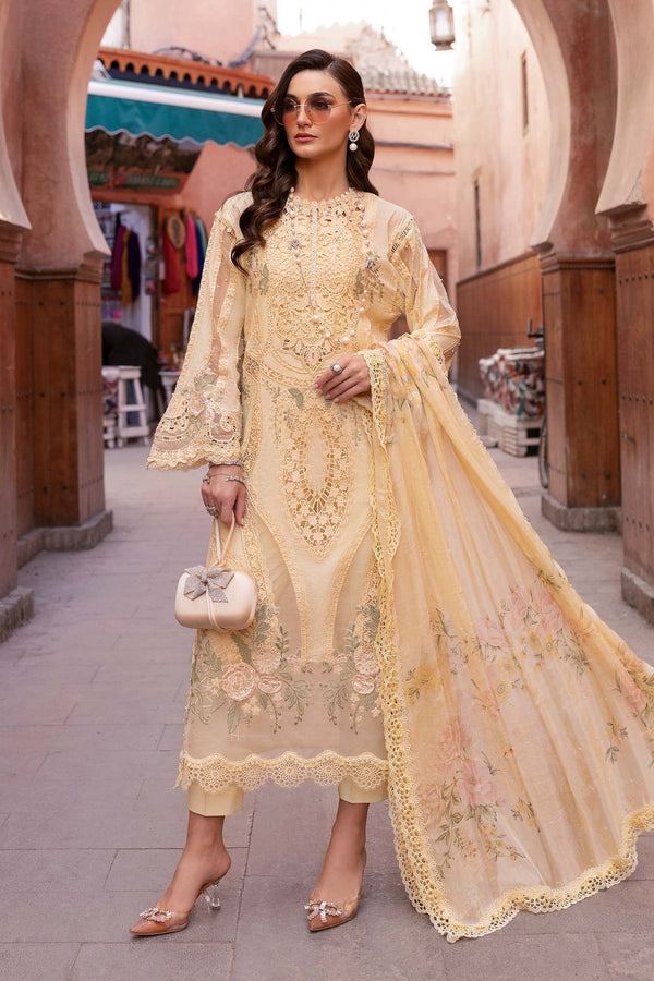 Voyage A'Luxe By Maria B Unstitched 3 Piece Lawn Collection'2025-ML-2509-A -  Yellow