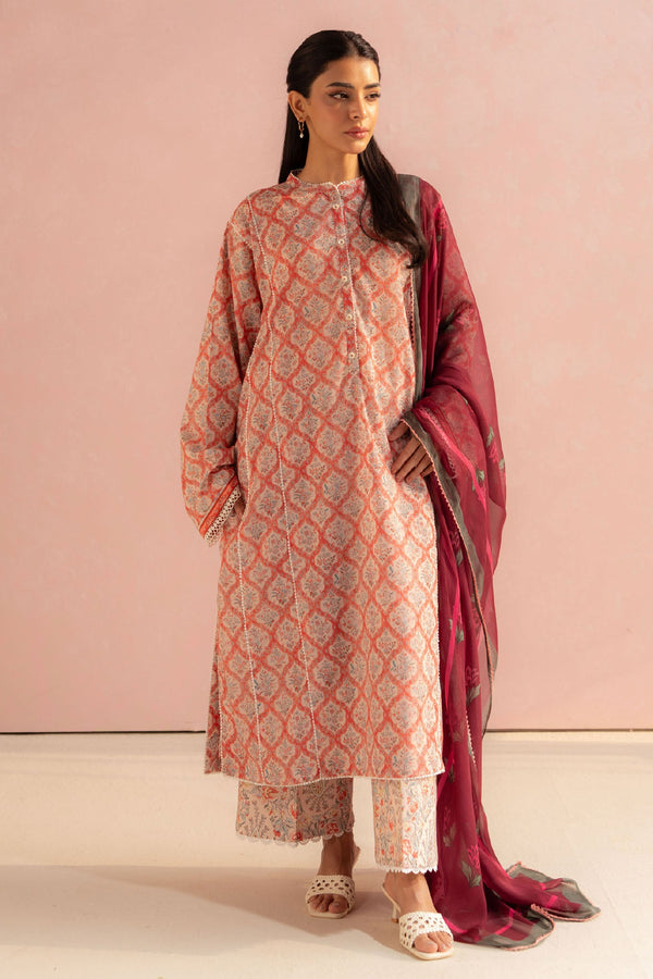 Coco Prints by Zara Shah Jahan Unstitched 3 Piece Lawn Collection-10-A-Amaya - Light Peach