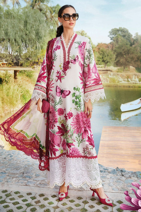 M.Prints By Maria B Unstitched 3 Piece Spring Summer Collection'2025-10-A - Maroon
