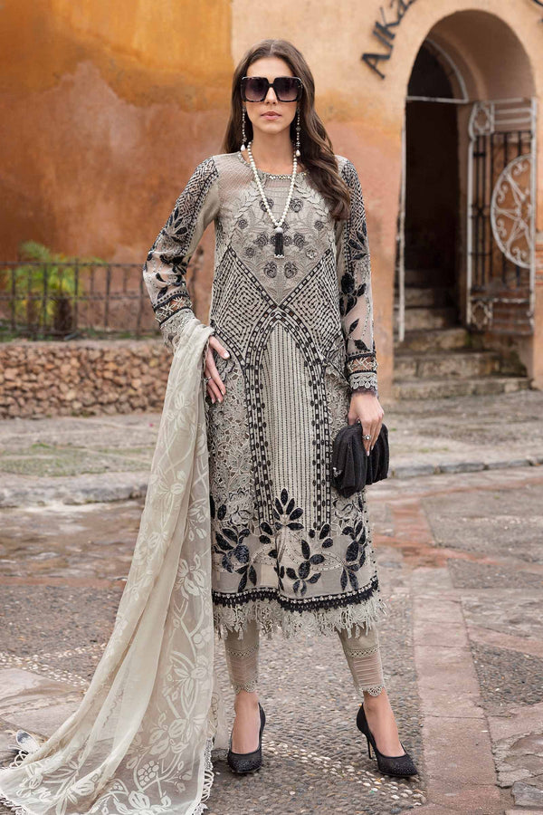Voyage A'Luxe By Maria B Unstitched 3 Piece Lawn Collection'2025-ML-2510-B -  Grey