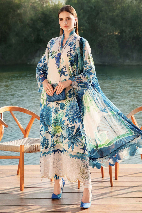 M.Prints By Maria B Unstitched 3 Piece Spring Summer Collection'2025-10-B - Blue