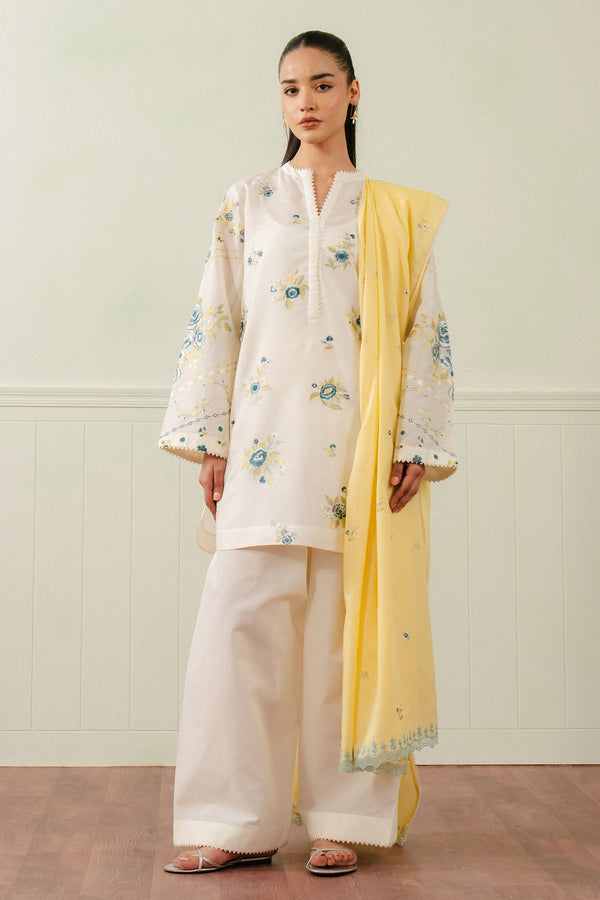Coco By Zara Shah Jahan Unstitched 3 Piece Summer Lawn Collection'2025-10-B-Nora - Off White