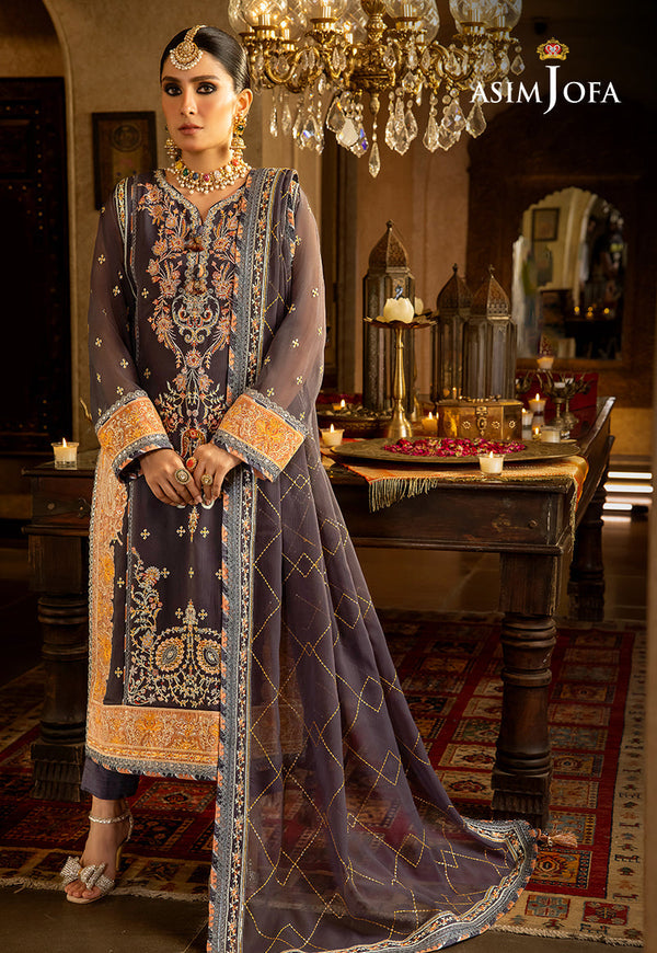 Asim Jofa Velvet Festive Ajvf-04 Embroidered Chiffon 3 Pcs
