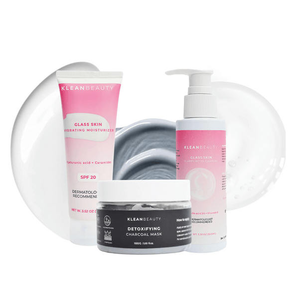 Klean Beauty - Glass Skin Trio (100Ml Moisturizer + 100Ml Facewash + 100G Charcoal Mask)