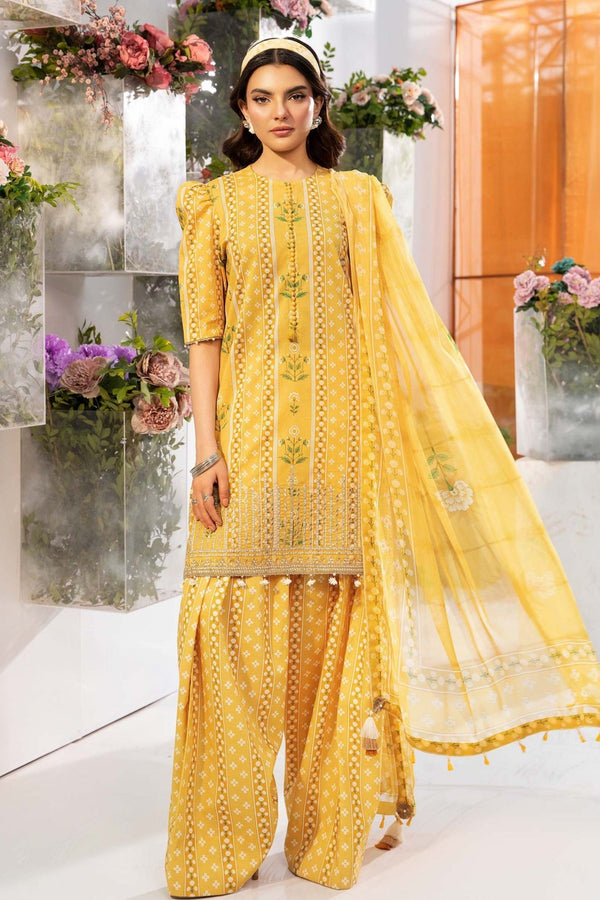 M.Basics By Maria B Unstitched 3 Piece Lawn Vol-01 Collection-11-A -  Yellow