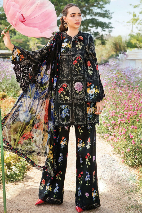 M.Prints By Maria B Unstitched 3 Piece Spring Summer Collection'2025-11-B - Black