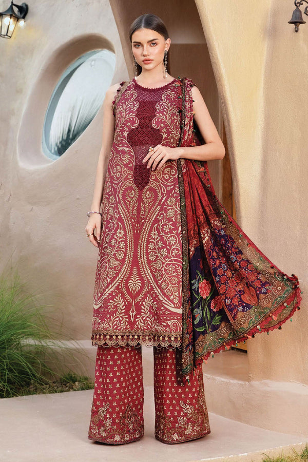M.Prints By Maria B Unstitched 3 Piece Spring Summer Collection'2025-12-A - Rust