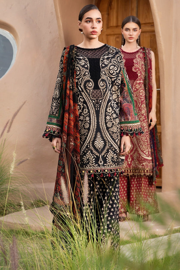 M.Prints By Maria B Unstitched 3 Piece Spring Summer Collection'2025-12-B - Black