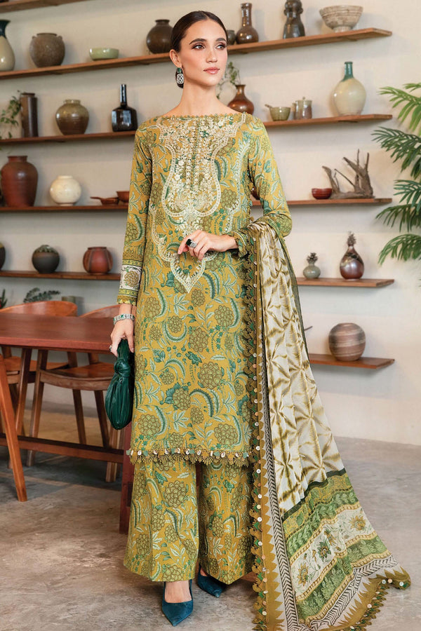 M.Prints By Maria B Unstitched 3 Piece Spring Summer Collection'2025-13-B - Mustard