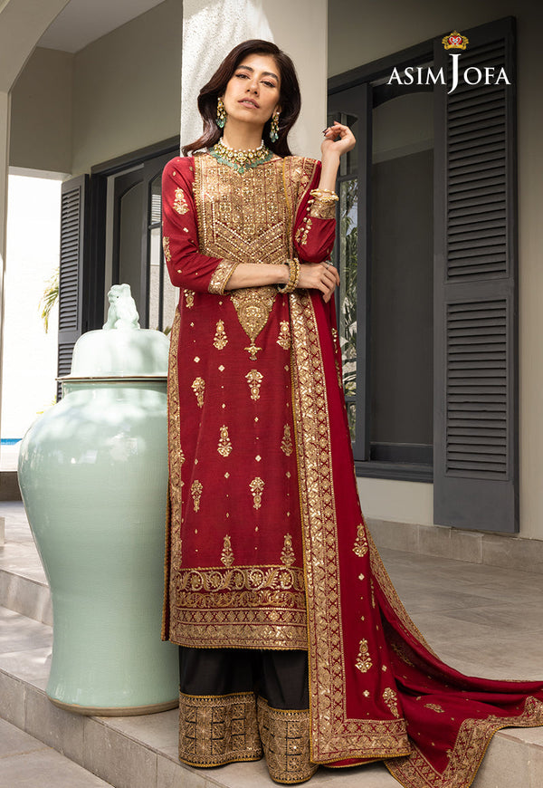 Asim Jofa Mera Haseen Jora - RTW Ajjh-02 Embroidered Raw Silk 3 Pcs