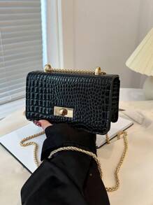Shein - Crocodile Embossed Small Square Bag