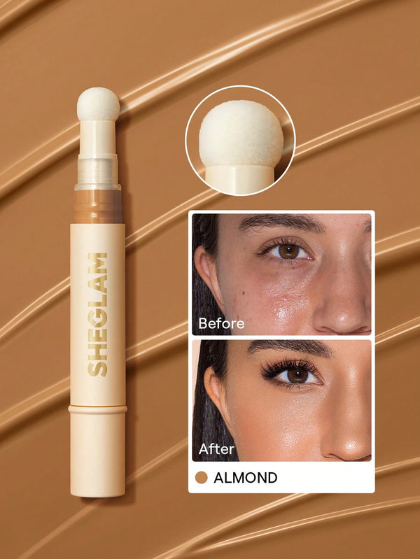 Shein - SHEGLAM Complexion Boost Concealer-Almond Sponge-Head Applicator Matte Liquid Concealer
