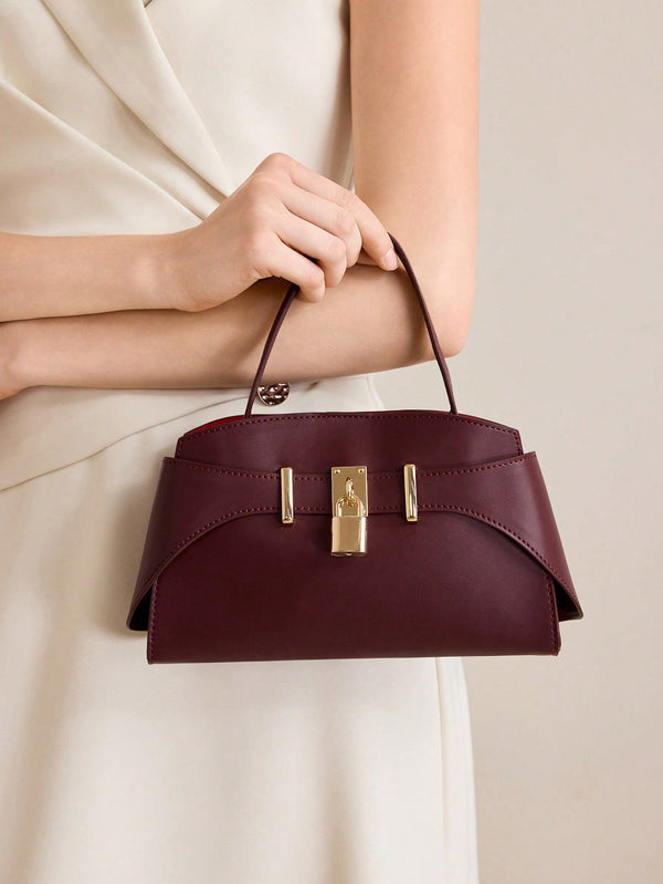Shein - MOTF PREMIUM IRONMONGERY PU LEATHER TOP HANDLE BAG