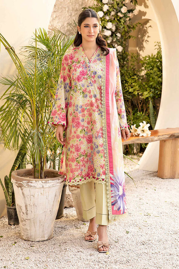 Elaheh By Mbasics Maria B Unstitched 3 Piece Printed Lawn Vol-01 Collection-MB-11 - Off White