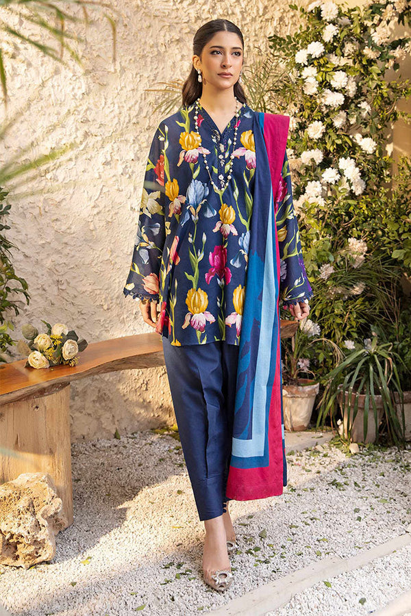 Elaheh By Mbasics Maria B Unstitched 3 Piece Printed Lawn Vol-01 Collection-MB-10 - Navy Blue