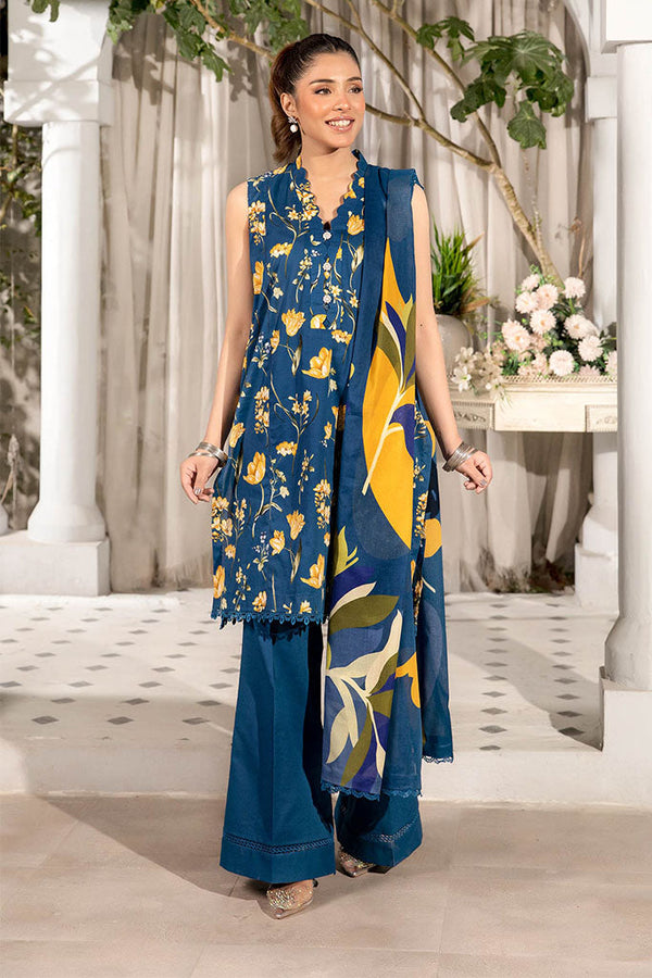 Elaheh By Mbasics Maria B Unstitched 3 Piece Printed Lawn Vol-01 Collection-MB-09 - Navy Blue