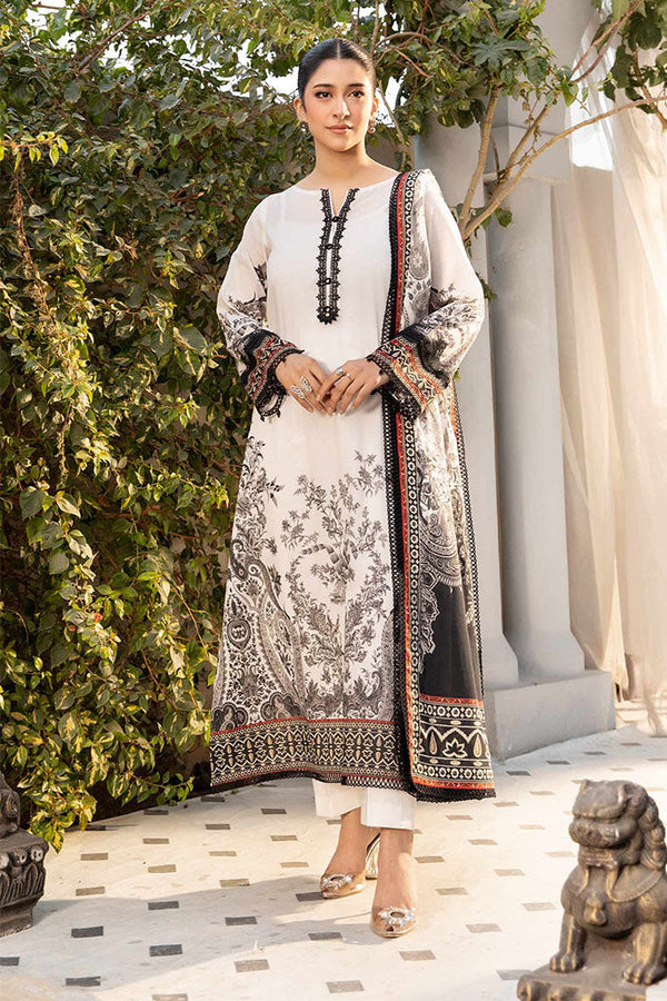 Elaheh By Mbasics Maria B Unstitched 3 Piece Printed Lawn Vol-01 Collection-MB-05 - White