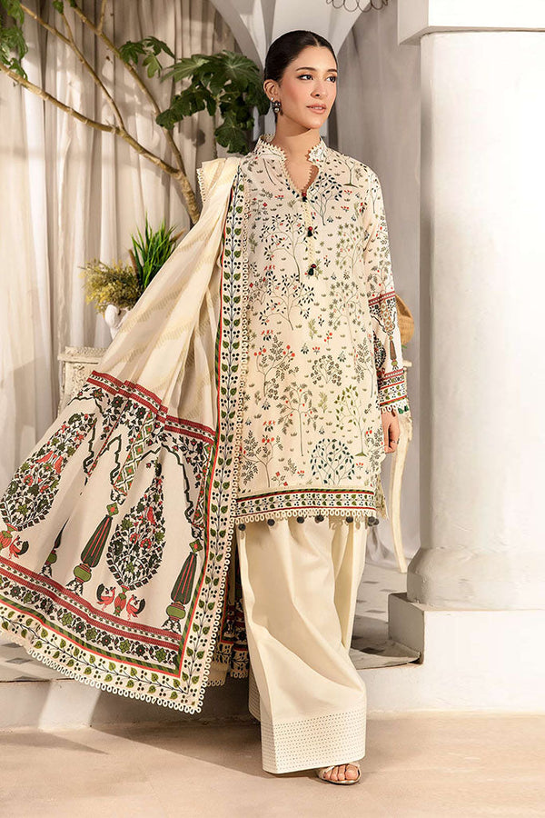 Elaheh By Mbasics Maria B Unstitched 3 Piece Printed Lawn Vol-01 Collection-MB-02 - Off White