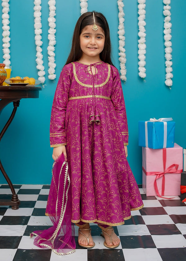 Eid Ki Khushiyan By Modest Stitched 3 Piece Cotton Frock Collection'2025-9230-Prpl